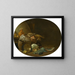 Natura morta di cucina con un lepre, un'anatra, carciofi, cavoli, pere, un pesce su un piatto di terracotta e delle pentole - Jan Olis — quadro incorniciato alla parete