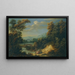Paesaggio fluviale boscoso ampio con personaggi che si riposano in primo piano, viaggiatori che si avvicinano a una città fortificata oltre - Jan Philip Spalthof — quadro incorniciato alla parete