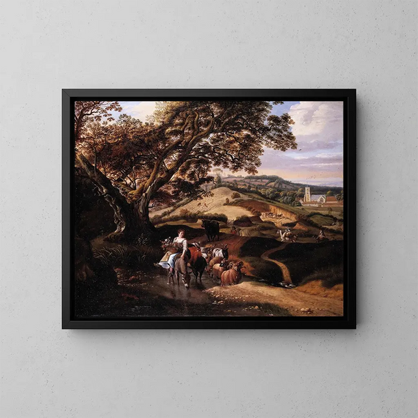 Un paesaggio pastorale - Jan Siberechts — quadro incorniciato alla parete