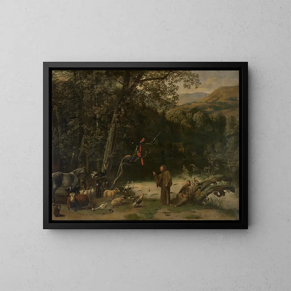 San Francesco d'Assisi che predica agli animali - Jan Siberechts — quadro incorniciato alla parete