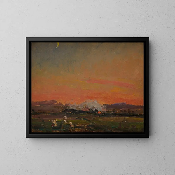 Nel campo, tramonto in Ucraina - Jan Stanisławski — quadro incorniciato alla parete
