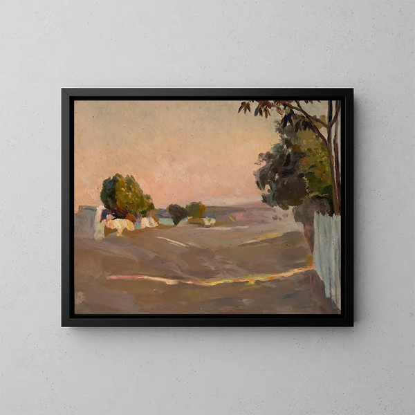 Paesaggio con case e una staccionata - Jan Stanisławski — quadro incorniciato alla parete