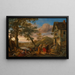 Una indovina e contadini davanti a una locanda con un paesaggio fluviale oltre - Jan Steen — quadro incorniciato alla parete