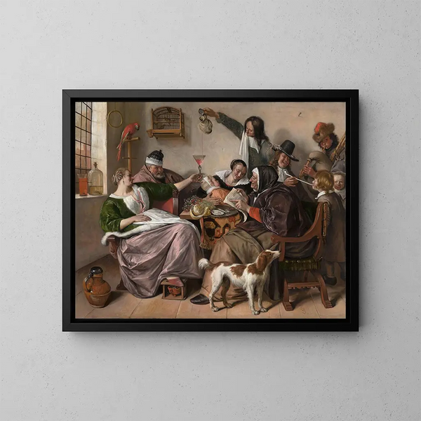 Come il vecchio canta, il giovane fuma la pipa - Jan Steen — quadro incorniciato alla parete