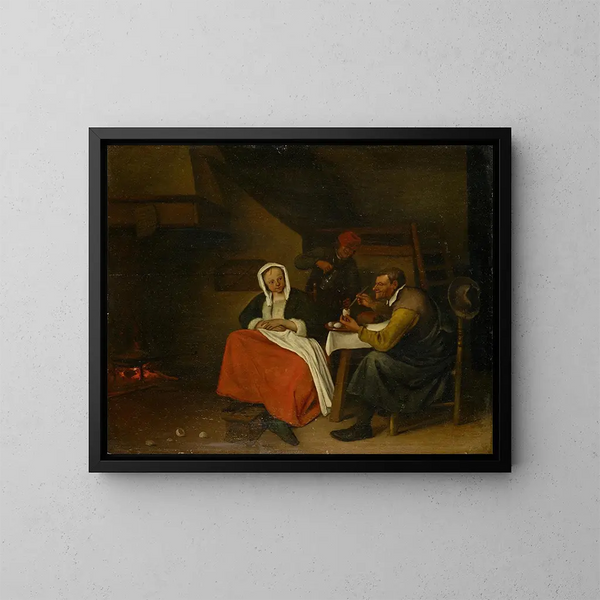 Fermier che mangia uova - Jan Steen — quadro incorniciato alla parete