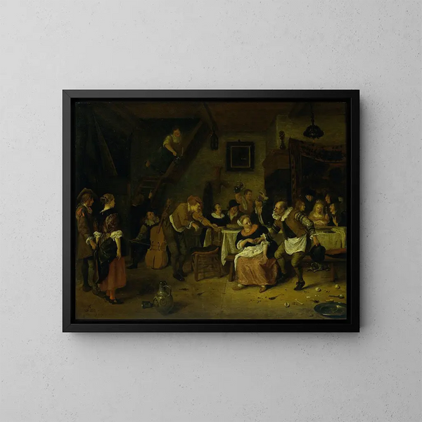 Matrimonio di contadini - Jan Steen — quadro incorniciato alla parete