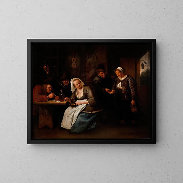 Scène di taverna - Jan Steen — quadro incorniciato alla parete