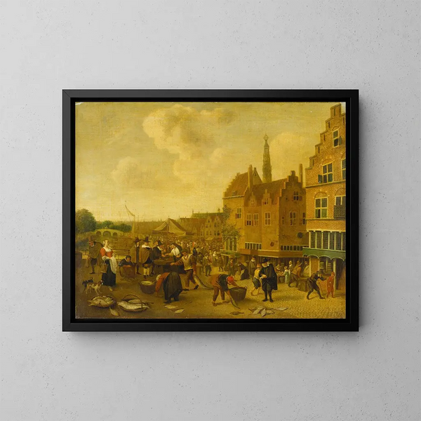 Il mercato del pesce a L'Aia - Jan Steen — quadro incorniciato alla parete