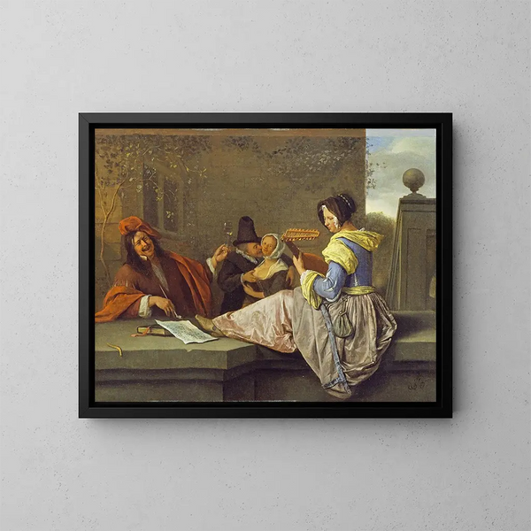 Il suonatore di lira - Jan Steen — quadro incorniciato alla parete