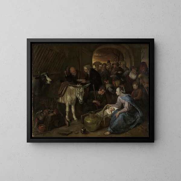 L'adorazione dei pastori - Jan Steen — quadro incorniciato alla parete