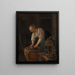 Donna che pulisce oggetti in metallo - Jan Steen — quadro incorniciato alla parete