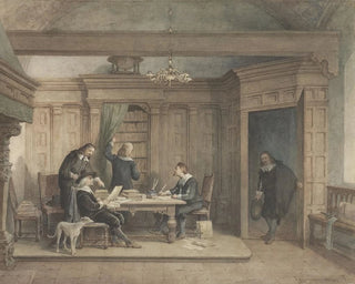 Cinque uomini in un interno - Jan Striening — vista dell’opera