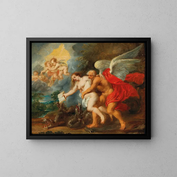 Un'allegoria del Tempo e della Verità che trionfano sulla Gelosia e sulla Menzogna - Jan van den Hoecke — quadro incorniciato alla parete