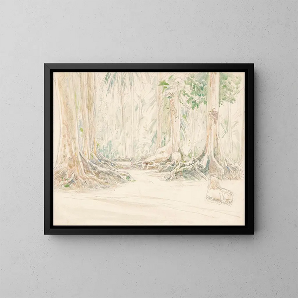 Vista tra gli alberi in una foresta indiana - Jan Veth — quadro incorniciato alla parete