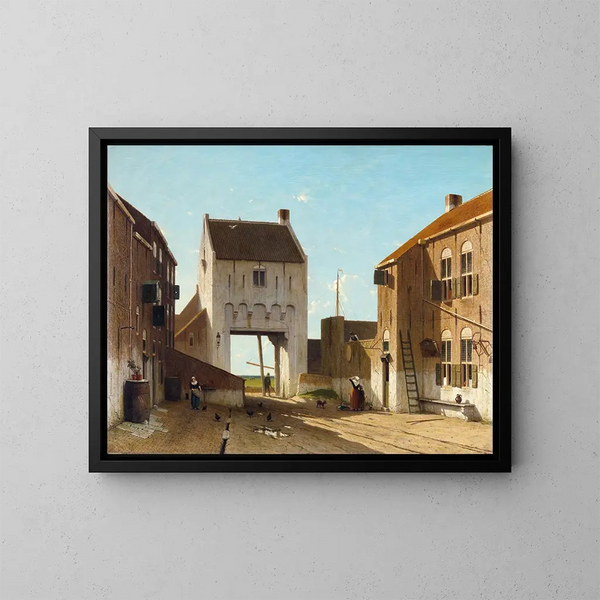 Una porta di città a Leerdam - Jan Weissenbruch — quadro incorniciato alla parete
