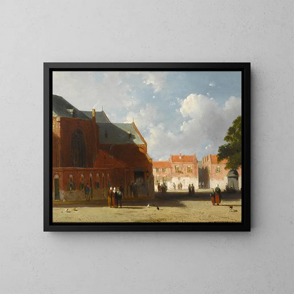 Vista di una città olandese - Jan Weissenbruch — quadro incorniciato alla parete