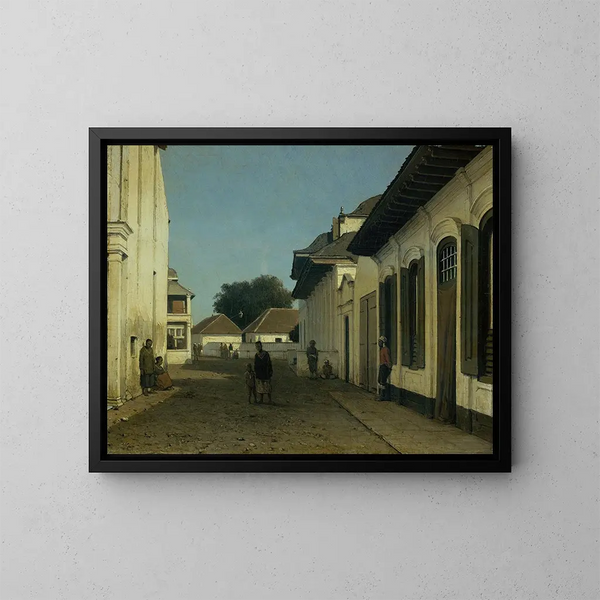 Una strada nel vecchio quartiere di Batavia - Jan Weissenbruch — quadro incorniciato alla parete