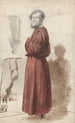 Études de figures avec un homme debout en robe de chambre rouge - Jan Weissenbruch — vista dell’opera