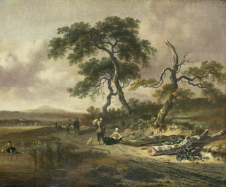 Paesaggio con un mercante ambulante e una donna che riposa - Jan Wijnants — vista dell’opera
