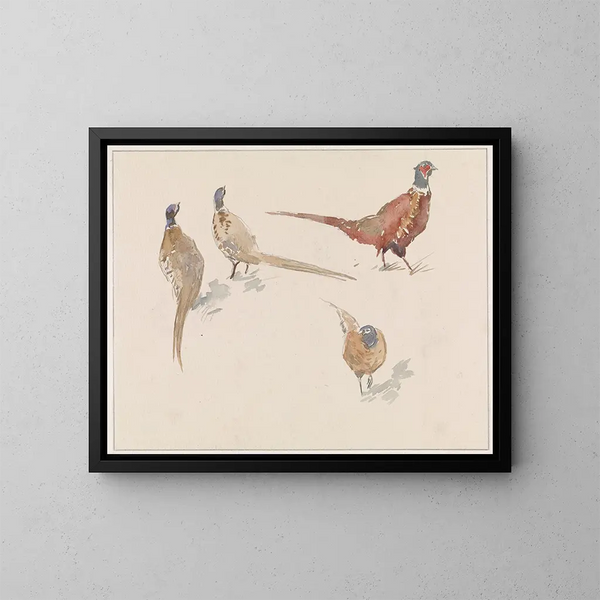 Quattro fagiani - Jan van Essen — quadro incorniciato alla parete