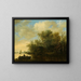 Un paesaggio fluviale con un traghetto completamente carico che si avvicina a una riva animata - Jan van Goyen — quadro incorniciato alla parete