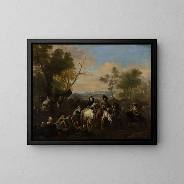 Visita a un campo - Jan van Huchtenburg — quadro incorniciato alla parete