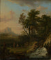 Paesaggio italiano con cascata e pastori in riposo - Jan van Huysum — vista dell’opera