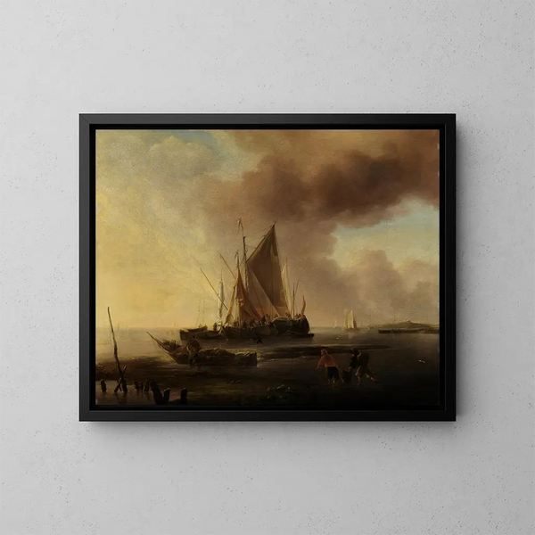 Bateaux de pêche sur la plage - Jan van de Cappelle — quadro incorniciato alla parete