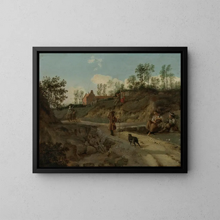 Jan van der Heyden - A rural landscape with figures conversing.webp