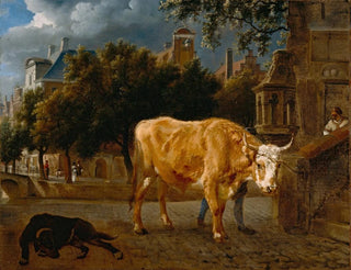 Toro in una strada cittadina - Jan van der Heyden — vista dell’opera