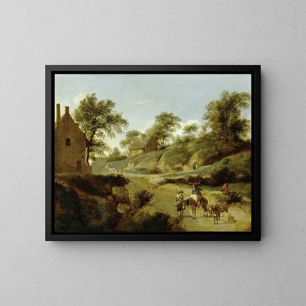 su una strada di campagna - Jan van der Heyden — quadro incorniciato alla parete