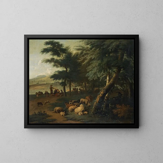Jan van der Meer the Younger - Shepherds Resting With Their Flock At The Edge Of A Wood.webp