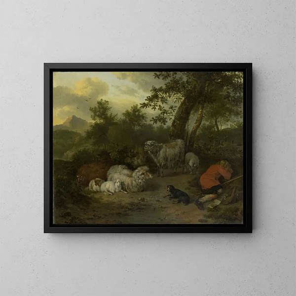 Il Pastore addormentato - Jan van der Meer le Jeune — quadro incorniciato alla parete