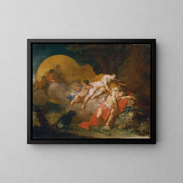 Luna e Endimione - Januarius Zick — quadro incorniciato alla parete