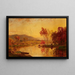 Paesaggio autunnale con bestiame che si abbevera a un fiume - Jasper Francis Cropsey — quadro incorniciato alla parete