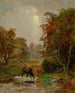 Bétail au bord d'un ruisseau - Jasper Francis Cropsey — vista dell’opera