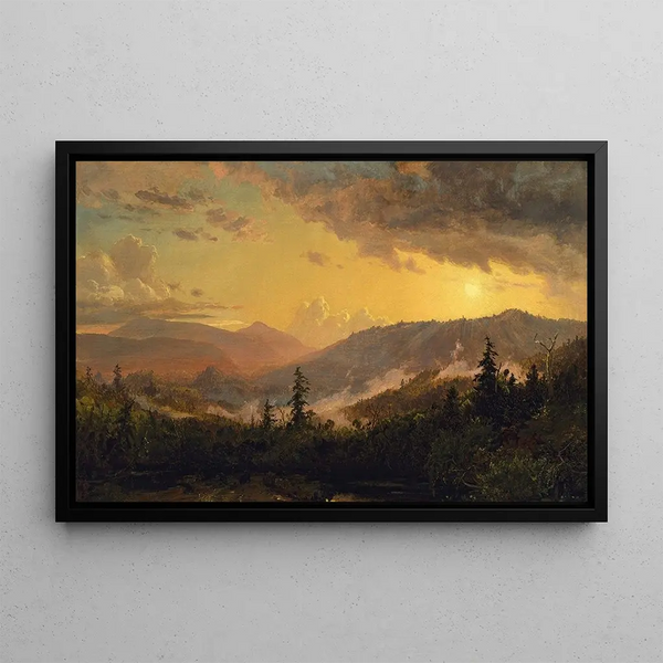 Tramonto dopo una tempesta tra le montagne Catskill - Jasper Francis Cropsey — quadro incorniciato alla parete
