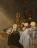 Un piatto di pesche e uva con un römer e un limone pelato - Jasper Geeraerts — vista dell’opera