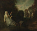 Paesaggio serale con una filatrice - Jean-Antoine Watteau — vista dell’opera