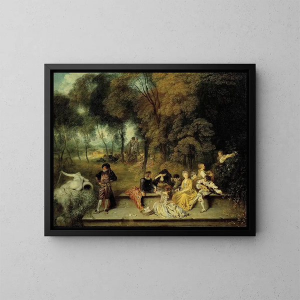 I piaceri dell'amore - Jean-Antoine Watteau — quadro incorniciato alla parete