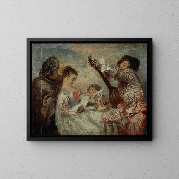 Per dimostrarci questa bellezza - Jean-Antoine Watteau — quadro incorniciato alla parete