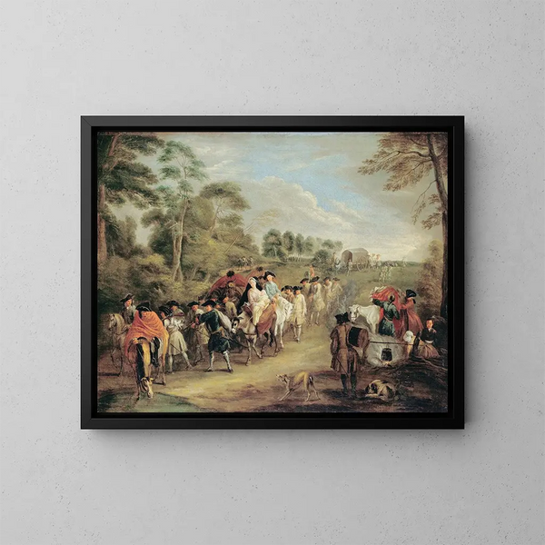 Soldati in marcia - Jean-Antoine Watteau — quadro incorniciato alla parete