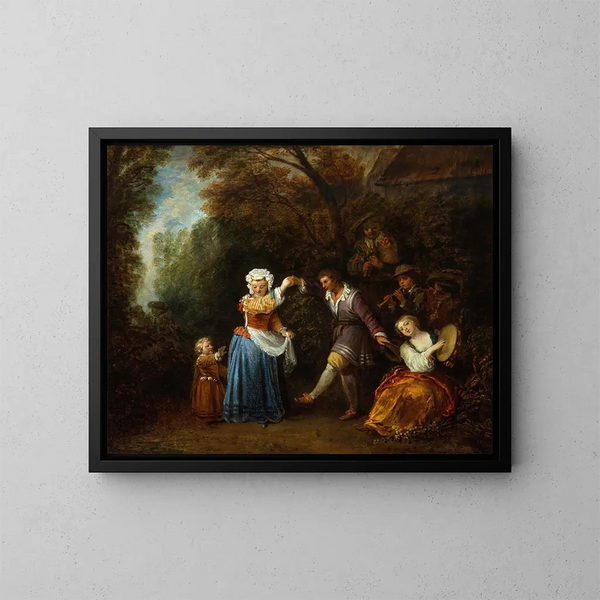 La danse de campagne - Jean-Antoine Watteau — quadro incorniciato alla parete