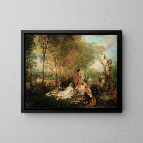 Il banchetto dell'amore - Jean-Antoine Watteau — quadro incorniciato alla parete