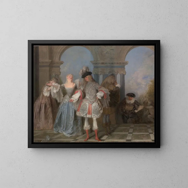 I comici francesi - Jean-Antoine Watteau — quadro incorniciato alla parete