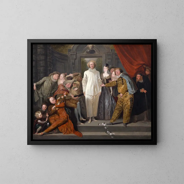 Gli attori italiani - Jean-Antoine Watteau — quadro incorniciato alla parete