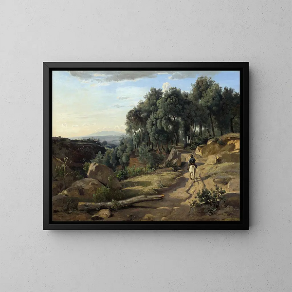 Un paesaggio vicino a Volterra - Jean-Baptiste-Camille Corot — quadro incorniciato alla parete