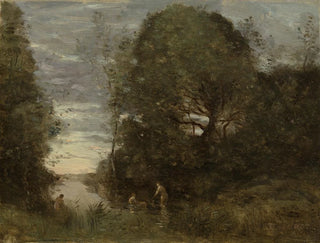 Bagnanti in una insenatura boschiva - Jean-Baptiste-Camille Corot — vista dell’opera