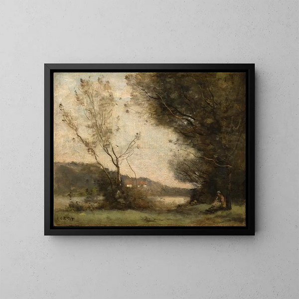 Sul fiume - Jean-Baptiste-Camille Corot — quadro incorniciato alla parete