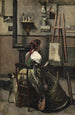 Atelier de Corot Donna seduta davanti a un cavalletto con una mandolina in mano - Jean-Baptiste-Camille Corot — vista dell’opera